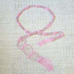 Y2K Pink Macrame Rope Belt Rhinestones Sparkle Cyber Boho Fringe 2XL